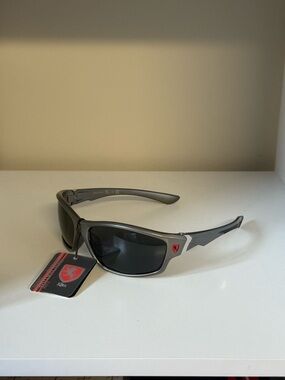 Men's Gray Polarized Sport Sunglasses - Ferrari Style Accent